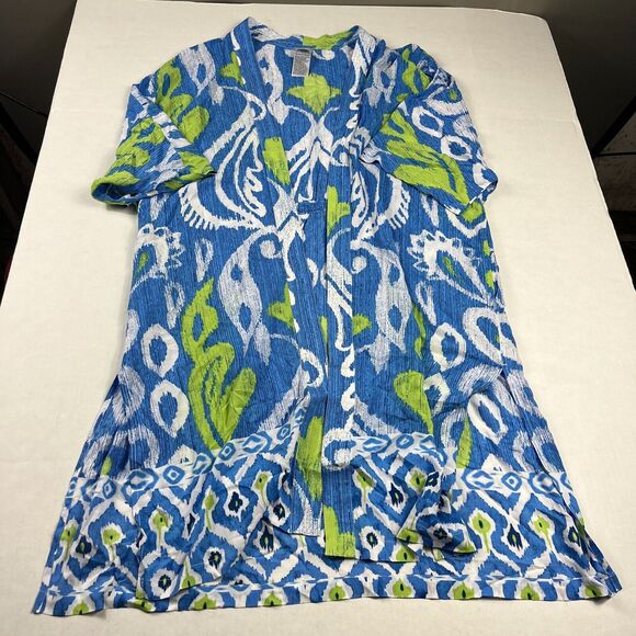 Chicos Lightweight Kimono Ikat Blouse Flowy Open Front Boho Loose Fit Top XXS/XS - Picture 1 of 13